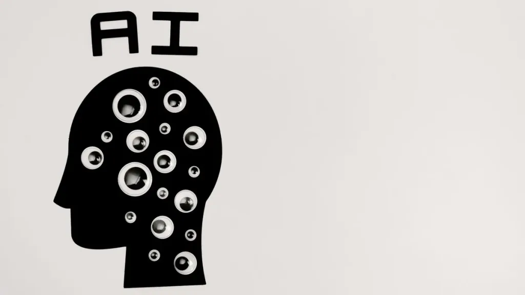 Artificial intelligence illustration displayed on a wall